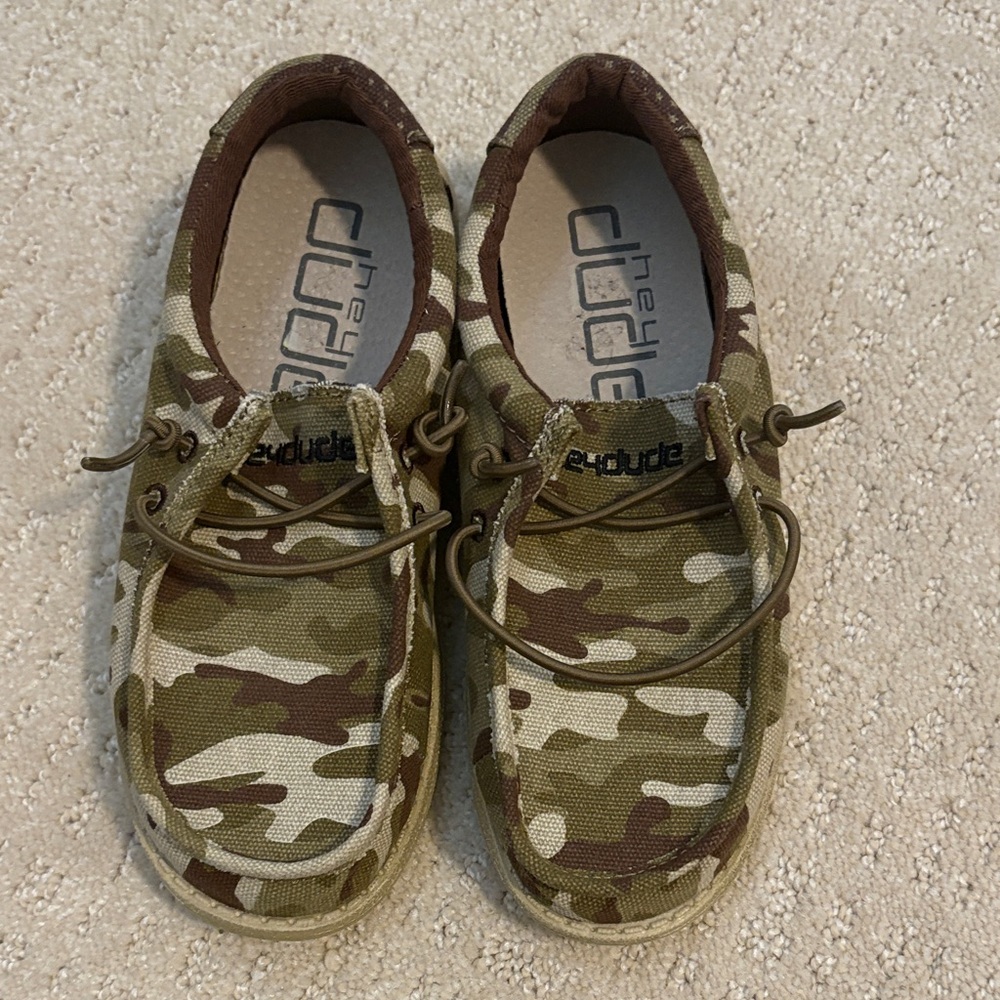 Hey Dude Kids Green Camo Moccasins